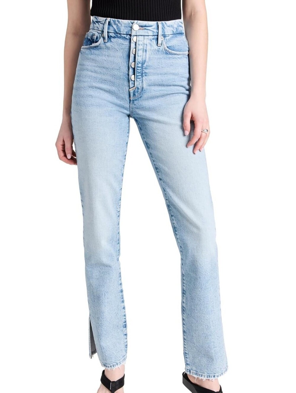 Good American Good Boy High Rise Straight Leg Jeans Blue Size 14